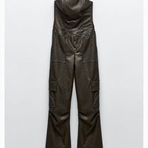 Faux leather long Jumpsuit by ZARA